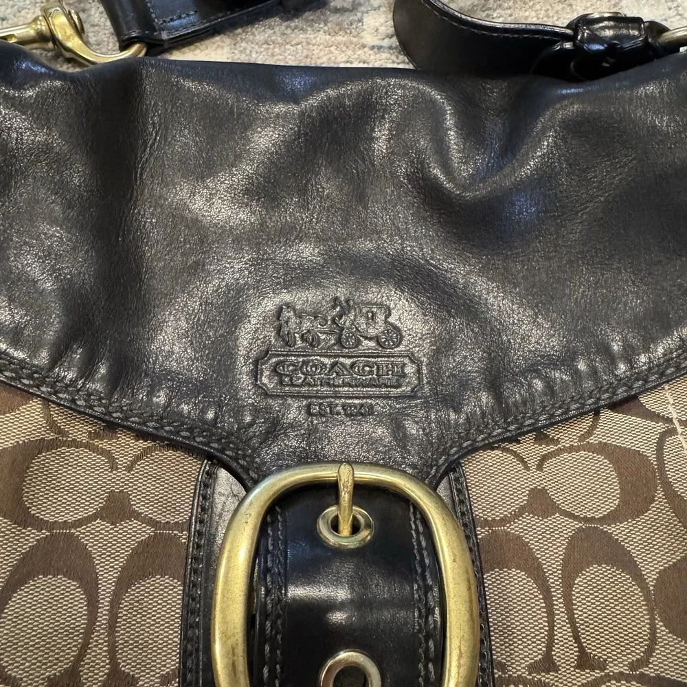 Y2K Coach Bleecker Signature Buckle Flap Shoulder Bag Messenger 2007 Vtg Coach